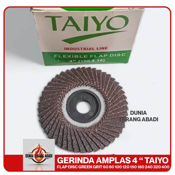 Flap Disc / Amplas Susun Hijau TAIYO 4 inch 1 Kotak 10 Grit 60 80 100 120 150 180 240 320 400